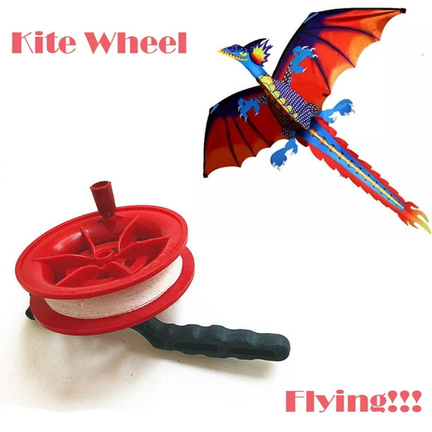 Exywaves 100M Twisted String Line Red Wheel Kite Reel Winder 