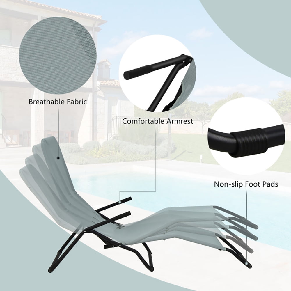 Aimee Lii 2 Pieces Folding Portable Patio Chaise Lounger with Rocking Design, Patio Loungers, Light Green
