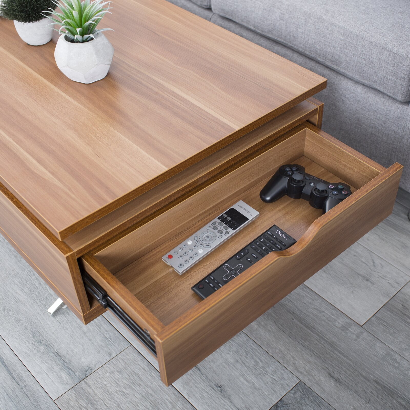 Denson melamine veneer wood hidden storage lift top coffee table deals