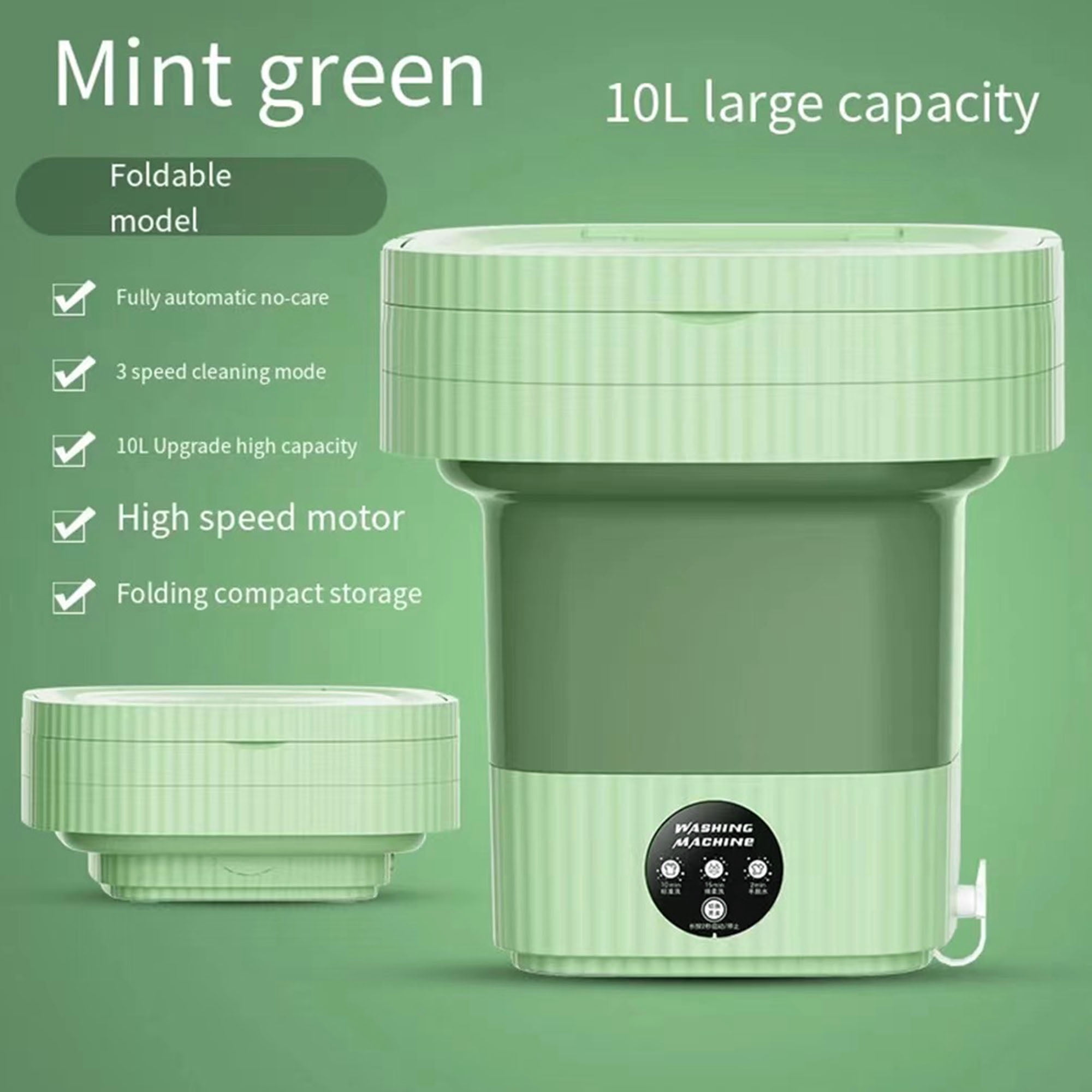 Portable Washing Machine, 10L Foldable Washer, with 3 Modes Deep Clean, Portable Washer with Gentle Spin, Suitable for Socks, Baby Clothes, Towels, Delicate(10L Purple)