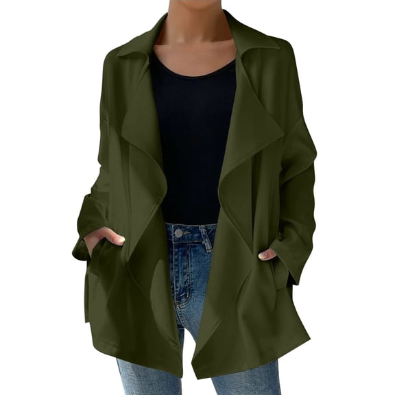 Niaviben Windbreaker for Women Womens Fall Jackets Lapel Coat Trench Coats for Women's Coats Women's Jacket Womens Jackets Dressy Casual Green M