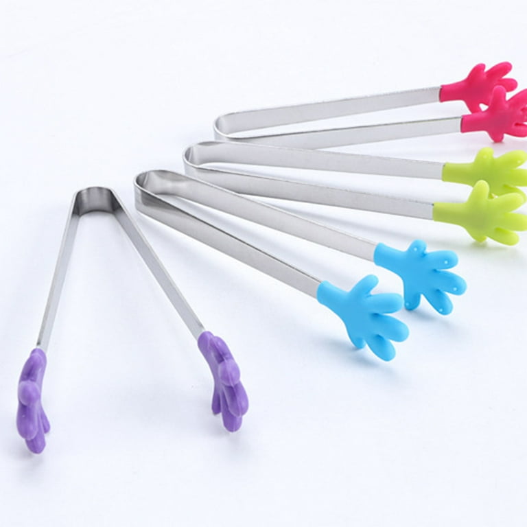 1pc Mini Palm Shaped Ice Tongs With Silicone Tip And Stainless