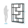 thumbnail image 3 of Yardi Yarda 6-Tier Bookshelf, 69" Industrial Etagere Bookcase with Staggered Shelves, Black, 3 of 4