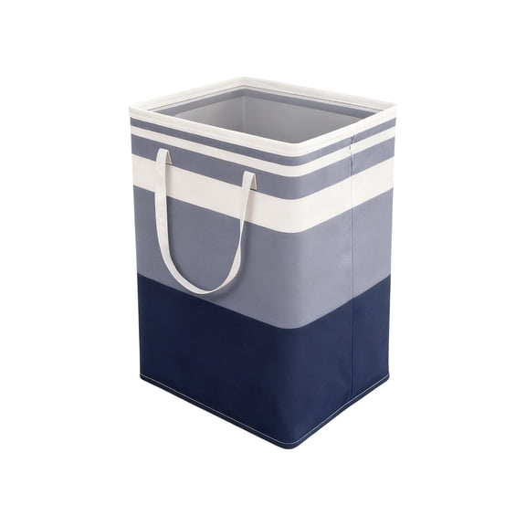 AHGQT Two-Tone Spliced Fabric Laundry Hamper, 23"x15"x12" Foldable Large Capacity Clothes Storage Basket with Reinforced Carry Handles, Portable Organizer Bin for Bedroom, Bathroom, Laundry Room,
