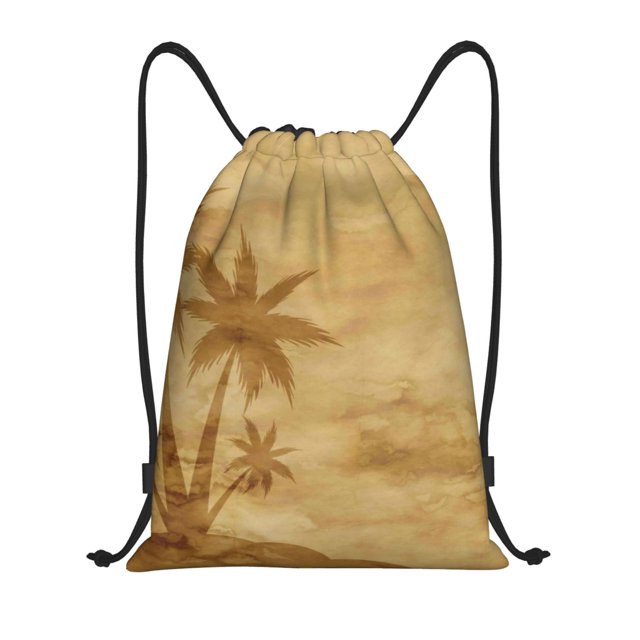 Fotbe Retro Palm Tree Bolsa Mochila con Cordón Estampada, Bolsa de Gimnasio Deportiva, Bolsa Cinch, Bolsa con Cordón para Hombres y Mujeres-Small