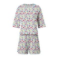 thumbnail image 6 of Gfyviroh 2 Piece Pajama Sets for Women Casual Print Short Sleepwear Sets Short Sleeve Crew Neck Tshirts and Elastic Waist Shorts Sets, 6 of 7