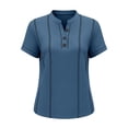 thumbnail image 7 of TGSLY Women's Henley Shirts Half Lightweight Button Down Solid Color Golf Tee Tops Dressy Short Sleeve Blouses with Contrast Stitch Trim M, 7 of 7