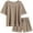 Khaki, variant on Women's Waffle Knit Two Piece Lounge Set, Soft Matching Outfits for Daily Wear, Casual Shorts Set with Pocket