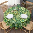 thumbnail image 3 of Green Pioneer Flower and Paisley Pattern Round Tablecloth 60"x60",Wrinkle Wipeable Table Cloth for Kitchen Dining Room Picnic Patio Party, 3 of 6