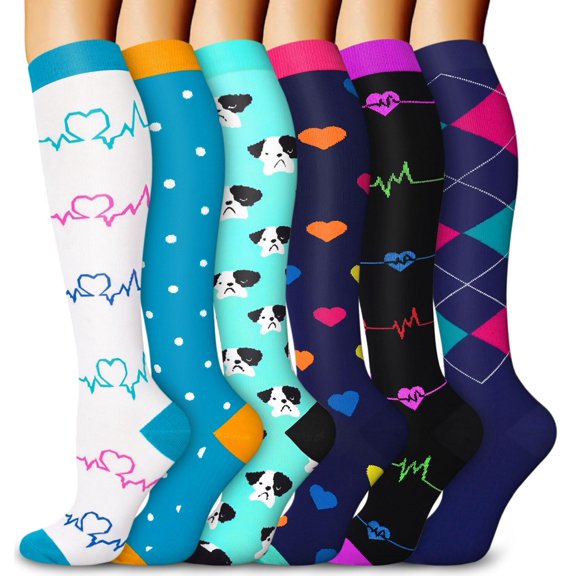 6 Pairs Copper Compression Socks for Women & Men Circulation 15-20 mmhg - Better Blood Flow, Swelling, Best Support for Medical, Running, Nursing