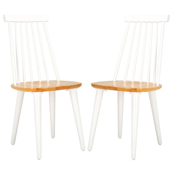 SAFAVIEH Burris Classic Wood Solid Dining Bistro Chair, White/Natural (Set of 2)