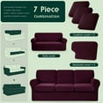 thumbnail image 3 of Set of 7 Stretch Check Spandex Jacquard Sofa Covers (Large, Deep Magenta), 3 of 6