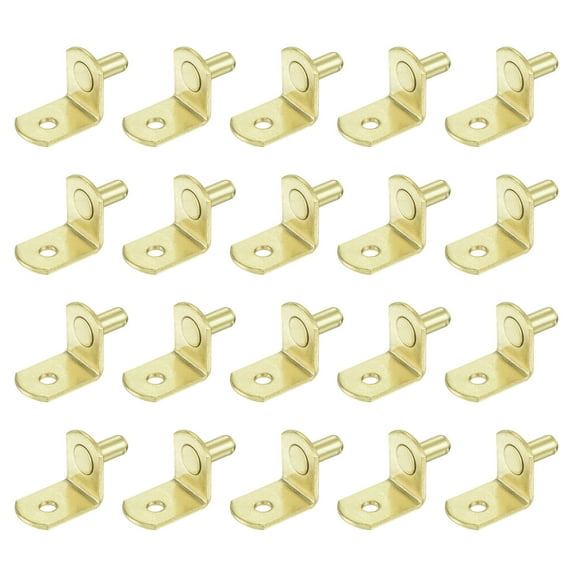 Uxcell Shelf Support Pegs, 40pack 5mm(1/5") L-Shaped Bracket Pegs Shelf Pin, Gold Tone