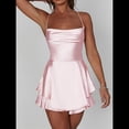 thumbnail image 4 of Mono Elegante de Satén de Corte A para Mujer, Sin Mangas, con Espalda Descubierta y Tirantes Finos, con . Rosa M, 4 of 8