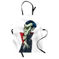 thumbnail image 1 of Halloween Apron, Cartoon Style Spooky and Funny Vampire Character Count Dracula with Cape, Unisex Kitchen Bib with Adjustable Neck for Cooking Gardening, Adult Size, White Multicolor, by Ambesonne, 1 of 4