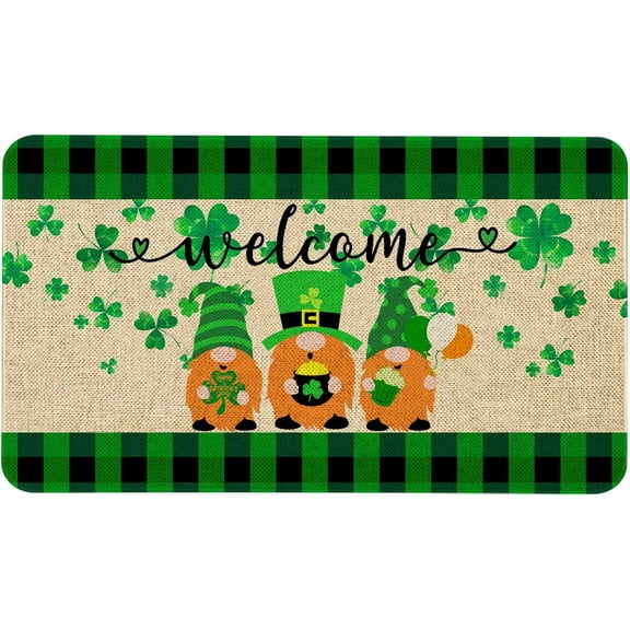 St Patricks Day Door Mat 30 X 17 Inch St Patricks Day Gnome Doormat Indoor Outdoor Entrance Floor Mat Non Slip Rubber Welcome Mats