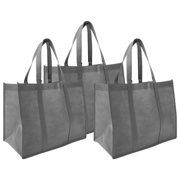GOOHOCHY 3 Pcs Jumbo Grocery Tote Bags Large Reusable Produce Shopping Bags Grey Storage