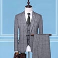 thumbnail image 1 of Traje de tres piezas a cuadros entallado para novio de primavera para boda coreana para hombre, 1 of 5