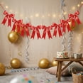 thumbnail image 5 of Red Bow Garland - 8-Piece Satin Bow Banner, Festive Red Decoration with Long Streamers, for Christmas, Wedding, Birthday, Party, Home, Mantel, Bedroom, Gift Wrapping, 5 of 6