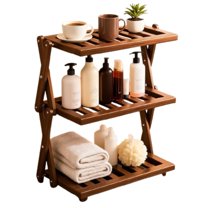 Bxaolu Coffee Bar Accessories, 3-Tier Coffee Mugs Organizer, Multi-Functional Wooden Coffee Station Countertop Stand Shelf for Kitchen Home Office, Brown