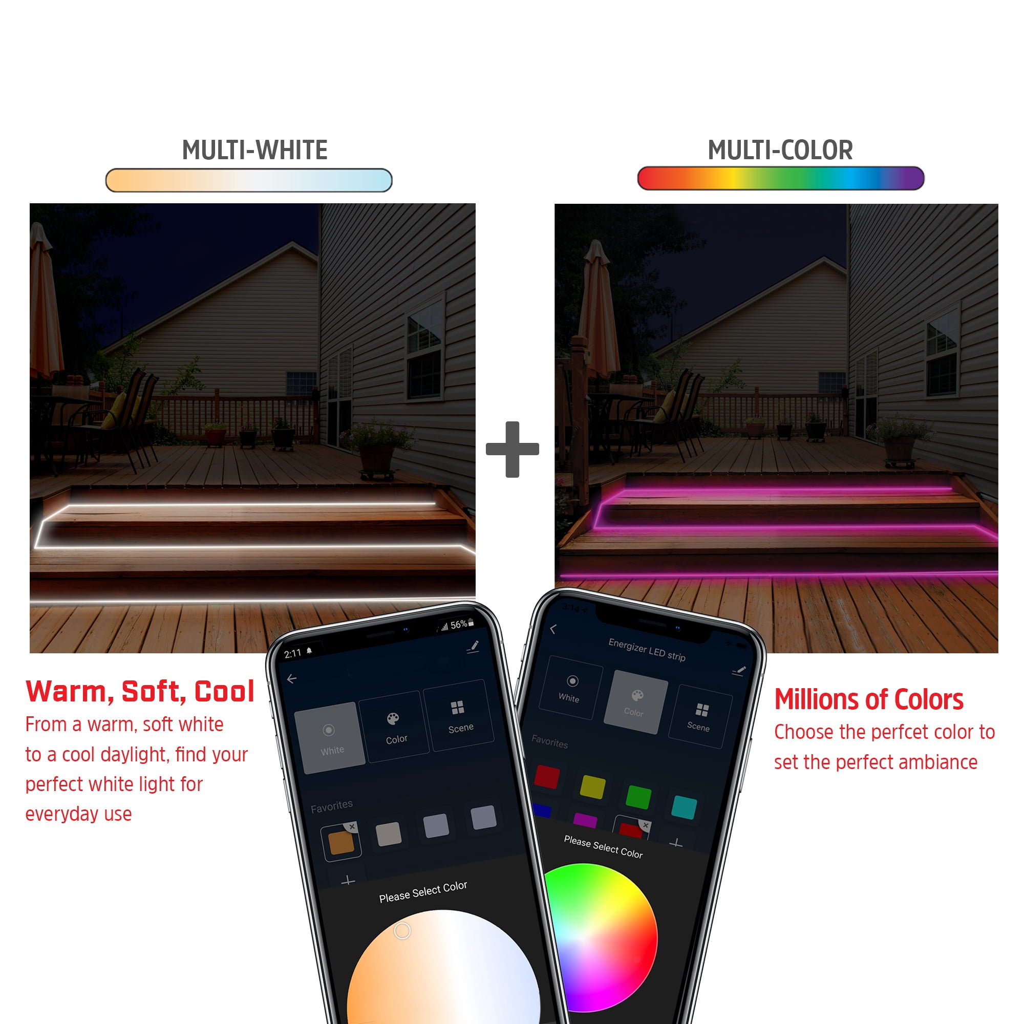 Energizer Smart Neon LED Light Strips, 20 Ft RGBW Wi-Fi LED Rope Light, Water Resistant for Outdoor & Indoor, Compatible with Alexa Google Home & Siri, App, Voice & Remote Control, Flexible, Dimmable