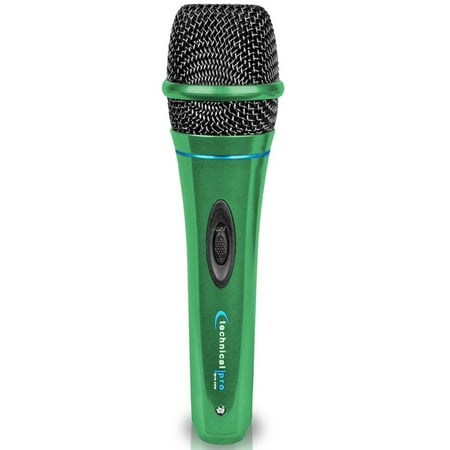 Set of 4 Professional Portable Microphone with Digital Processing, Steel Construction, Singing Machine, 10 Ft Cable Wired Mic Included, XLR to 1/4, Green Karaoke DJ Wired Microphone, Church