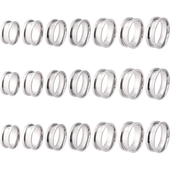 Blank Ring Stainless Steel Finger Ring Grooved Core Inlay Ring for Resin Round Empty Ring Blanks for Jewelry Making Mixed Color