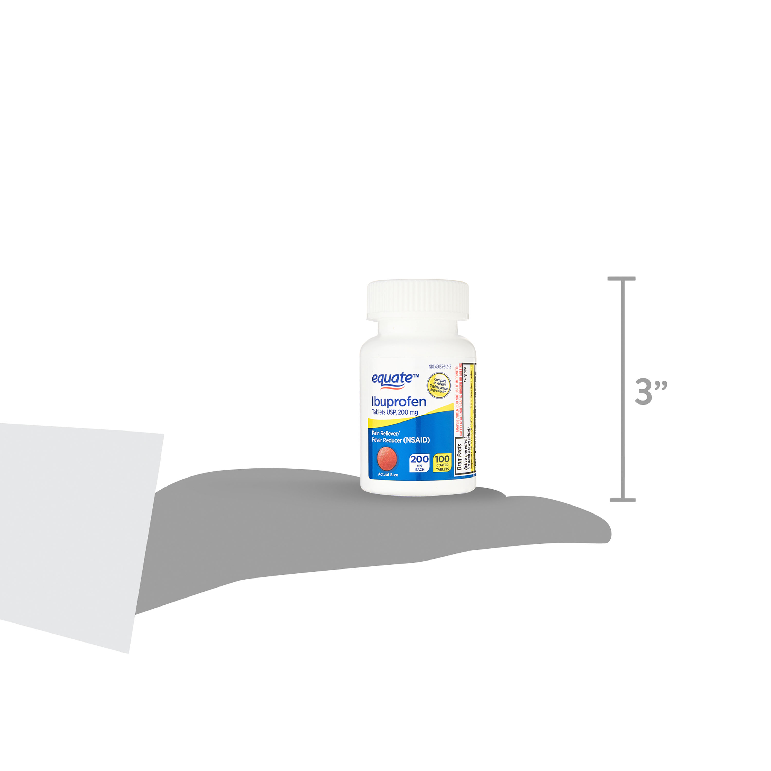 Equate Tabletas de Ibuprofeno, 200 mg, Aliviador del Dolor y Reductor de Fiebre, 100 Unidades, Comparar con Ingrediente Activo de Tabletas Advil 8