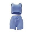 thumbnail image 4 of Idoravan Women Sets Clothing Womens Summer Solid Color Tank Top Drawstring Shorts Casual Sports Suit, 4 of 6