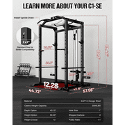 2000LBS Power Cage Squat Rack with LAT Pulldown System, Multi-Function Weight Cage Strength Training Machine, Home Gym Workout Cage with Multiple Attachments for Garage & Home Fitness