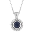 thumbnail image 2 of 10k White Gold Sapphire & 1/10 Carat T.W. Diamond Halo Pendant Necklace, 2 of 2
