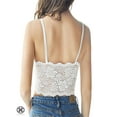 thumbnail image 3 of Luxtrada Womens Sexy Lace Floral Half Camisole Padded Bra Sexy Spaghetti Strap Bra Top V-Neck Bustier Crop Top (White,M), 3 of 7