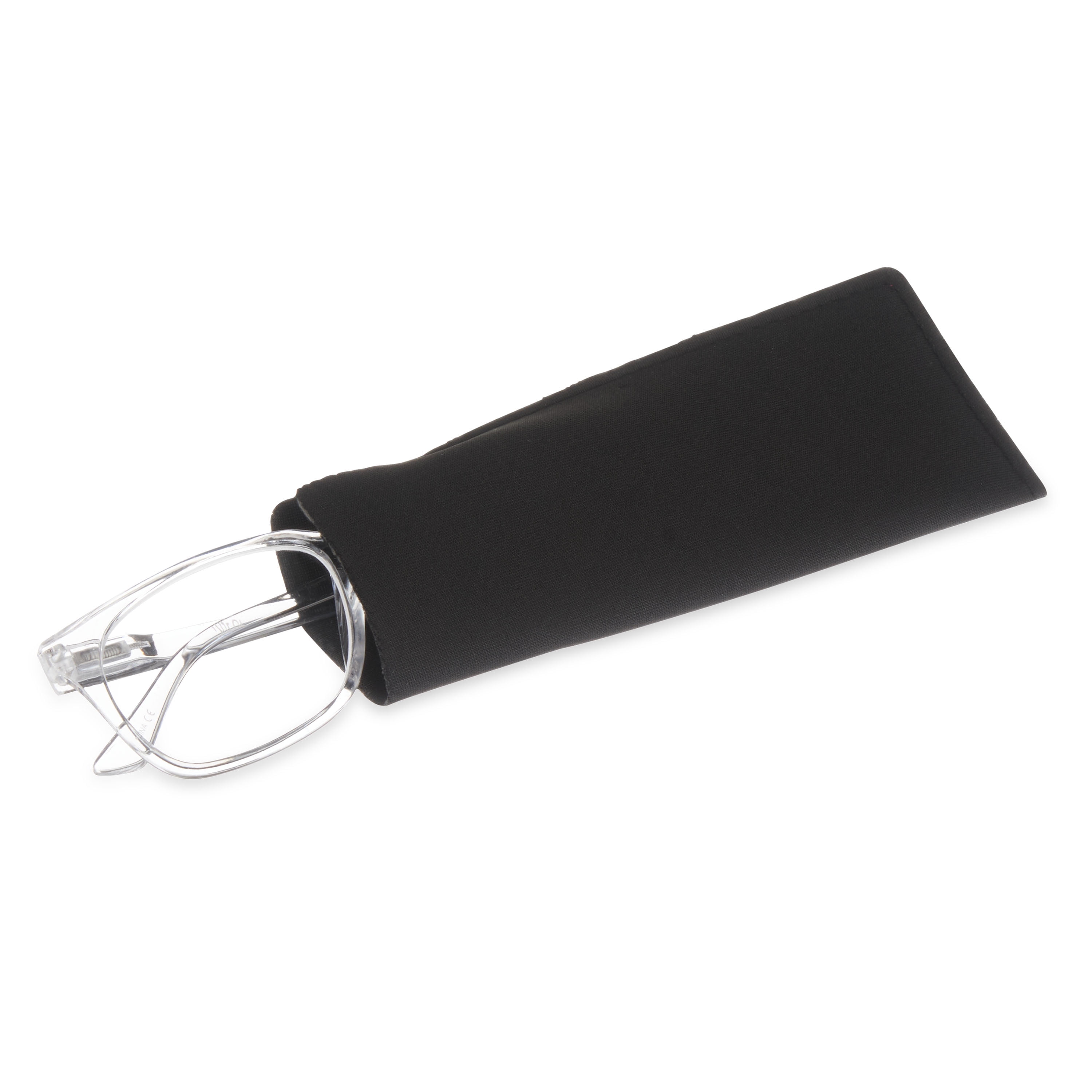 Equate Unisex Rectangular Single Vision Reading Glasses with Case, Plastic Lenses, Clear, +1.50