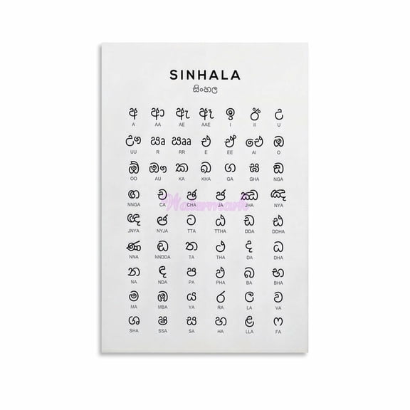 Sinhala Alphabet Poster Sinhala Language Learning Educational Posters Canvas Painting Posters And Prints Wall Art for Living Room Bedroom Decor