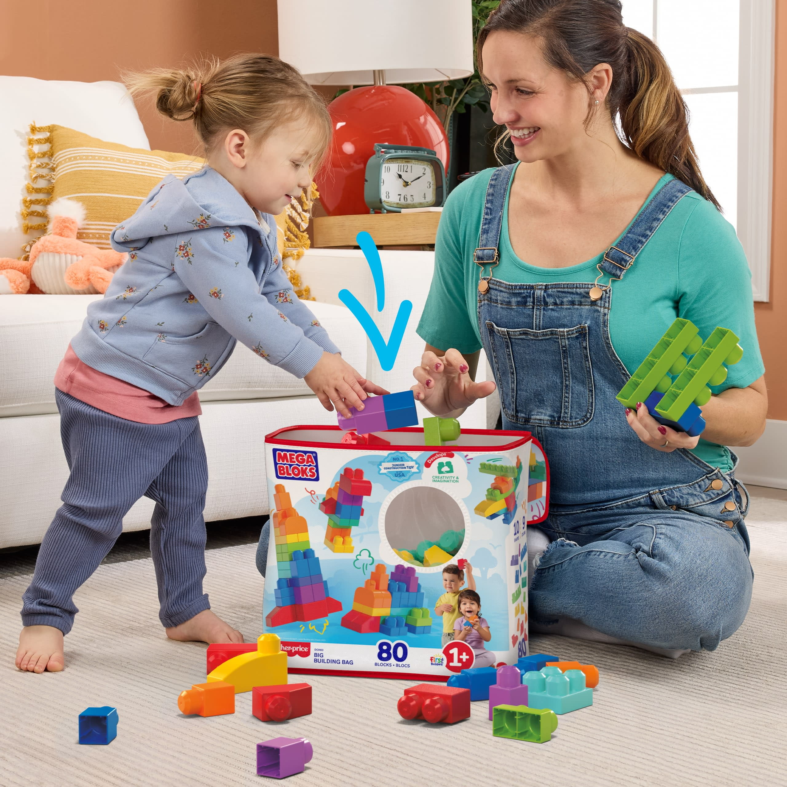 Mega Bloks Grand sac de blocs [80 pièces] Âges 1-5