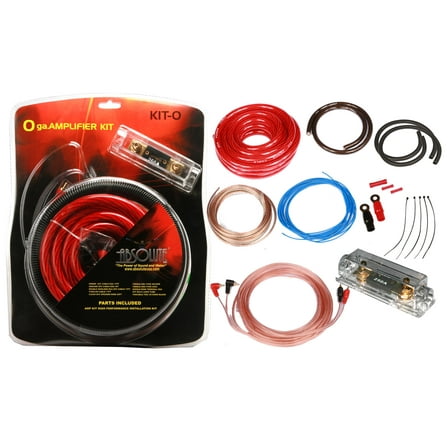 Absolute USA 6000W 0 Gauge Amplifier Install Wiring Kit, Complete 0 Ga Car Wires, Red