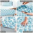 thumbnail image 5 of Lux Decor Queen Bed Sheet Set 4 Piece, Soft Microfiber, Deep Pockets - Quatrefoil Pattern, 1 Fitted & 1 Flat Sheet, 2 Pillowcases, Blue, 5 of 8