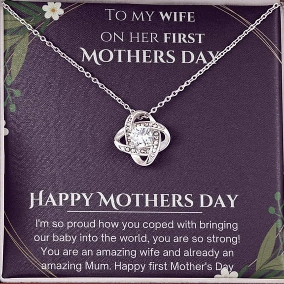 To My Wife On The First Mother's Day, Mothers Day Necklace for Women, Adults Size
