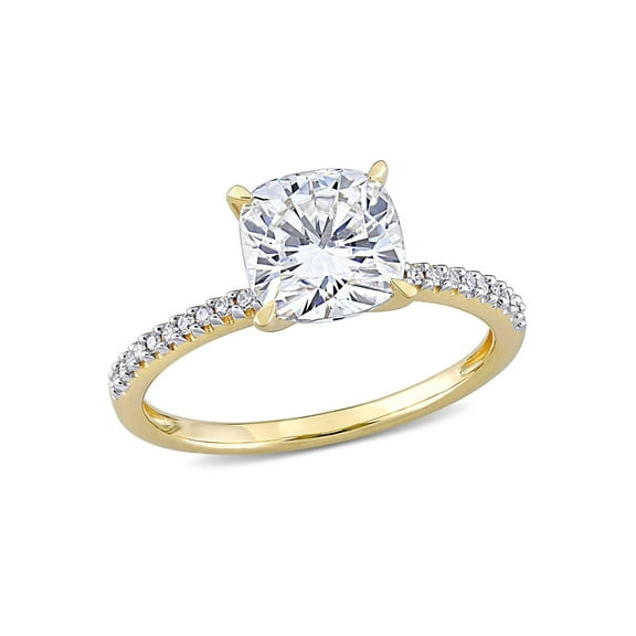 2.00 Carat (Ctw) Lab-Created Moissanite Solitaire Engagement Ring 14K Yellow Gold for Women