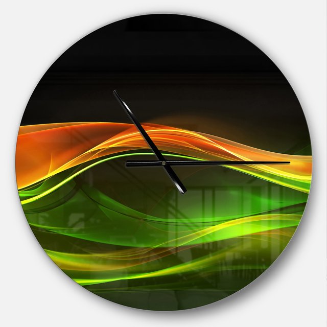 DesignArt Abstract Green Yellow in Black Large Wall Clock