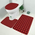 thumbnail image 2 of Red Black Checkerboard Checkered Pattern Bathroom Rugs Sets 3 Piece,Toilet Cover Set,Absorbent Non Slip Bathroom Mats Sets with U-Shaped Contour Rug Toilet Rug Set, 2 of 5