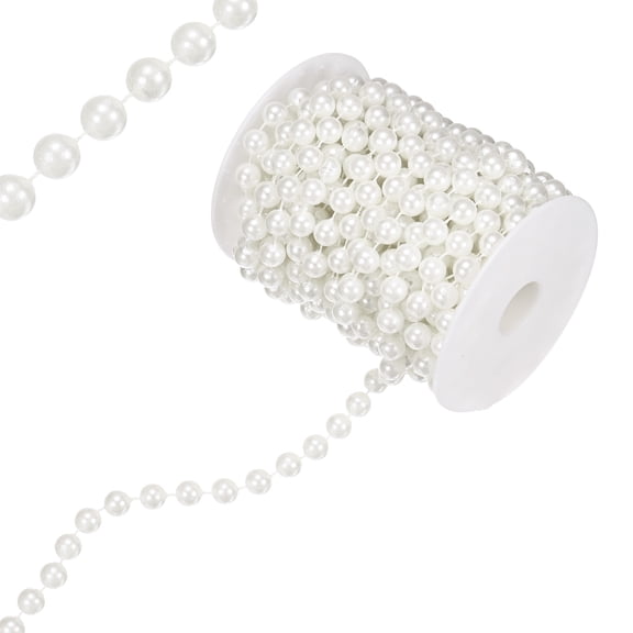 Uxcell 11 Yards Pearl Beaded Chain Trim 10mm White Pearl Beads Beaded Garland for DIY Crafts/Bouquet/Wedding