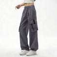 thumbnail image 4 of Cutuoiiu Womens Solid Color Cargo Pants Multiple Pockets Drawstring Waist Breathable Sports Trousers Gifts, 4 of 6
