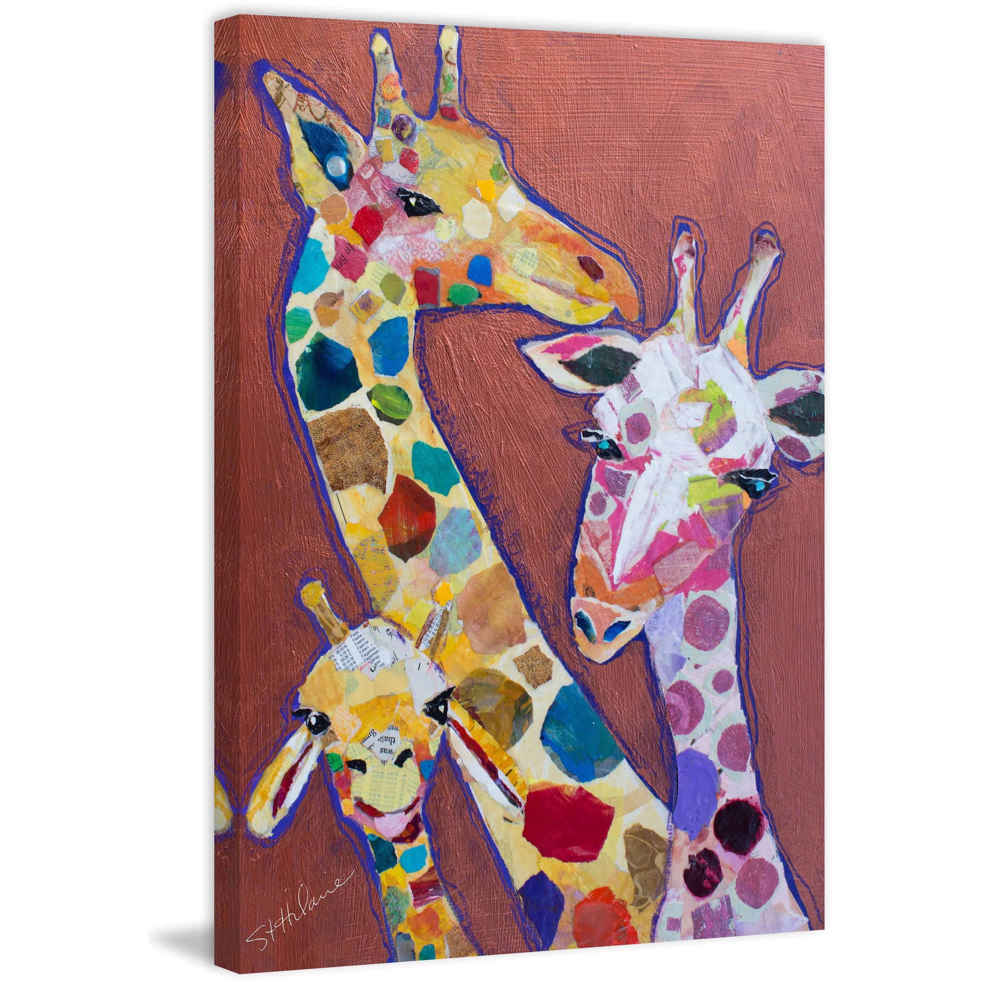 "Trois Girafes" Painting Print on Wrapped Canvas