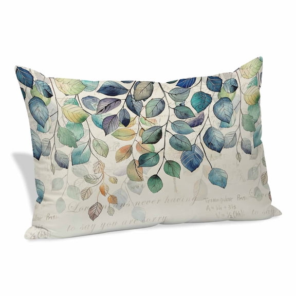 Blue Teal Botanical Pillow Covers Queen, Weeping Fall Eucalyptus Leaves Rustic Soft Brushed Breathable Throw Pillow Covers, Pillowcase with Zipper for Couch Sofa Bedroom Living Room 20"x30"