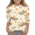 thumbnail image 4 of Kids Halloween T-Shirts Toddler Boys Girls 3/4 Sleeve Ghost Pumpkin Graphic Tees Tops 2-13 Years, 4 of 5