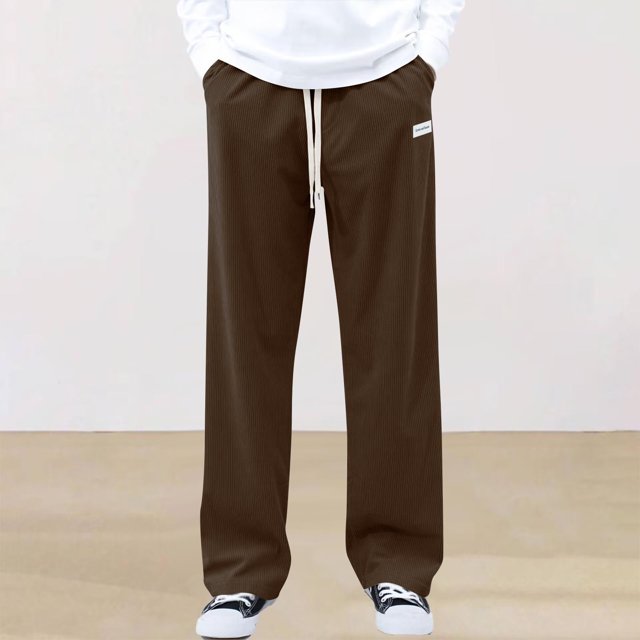 Pantalones largos para hombre, informales, modernos, lisos, para exteriores, deportivos, con cintura elástica y bolsillos, de poliéster.