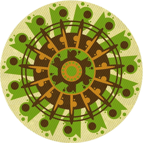 Ahgly Company Indoor Round Patterned Slime Green Area Rugs, 8' Round