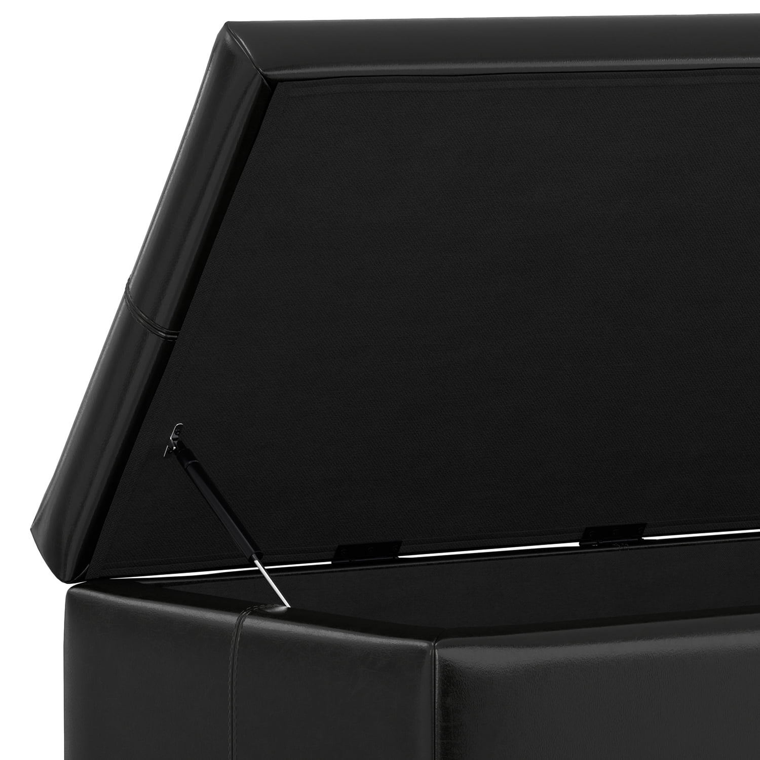 Gabbie 48 inch Wide Rectangular Storage Ottoman in Midnight Black PU Vegan Leather