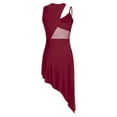 thumbnail image 5 of DPOIS Women Sleeveless Lyrical Dance Costume Modern Contemporary Dance Dress Burgundy XXL, 5 of 7